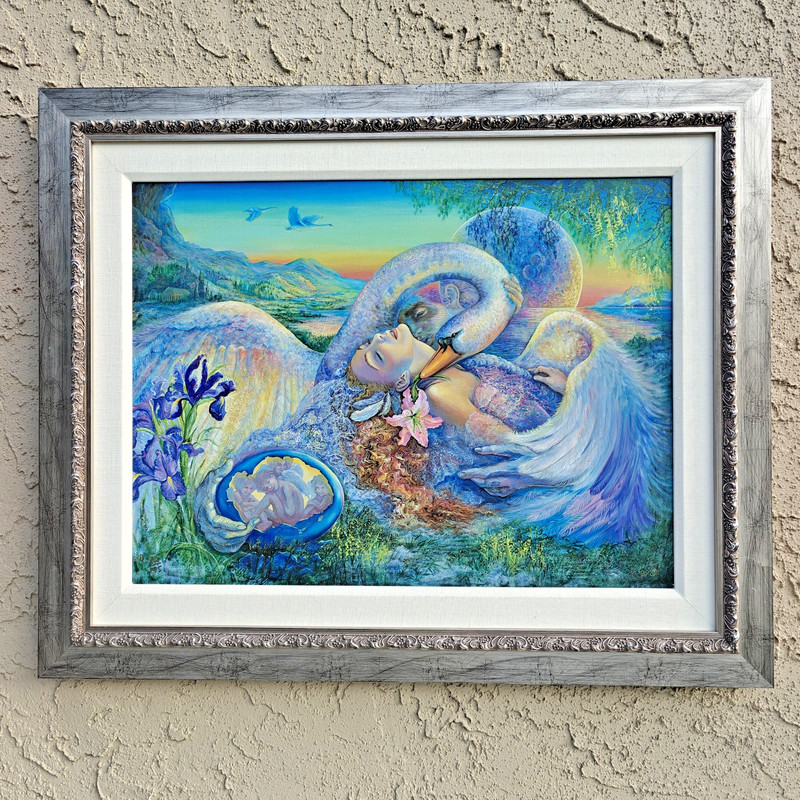 Josephine Wall Leda and the Swan Framed Hand Signed Art Giclee on Canvas #72/195