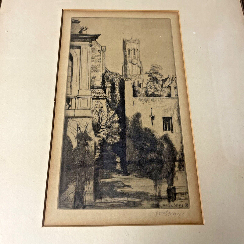 William Strang (1859-1921) The Bell Tower 1898 Signed Drawing Etching