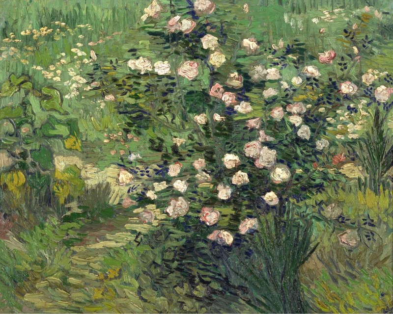 Vincent Van Gogh Roses Landscape Painting Giclee Print on Fine Art Paper