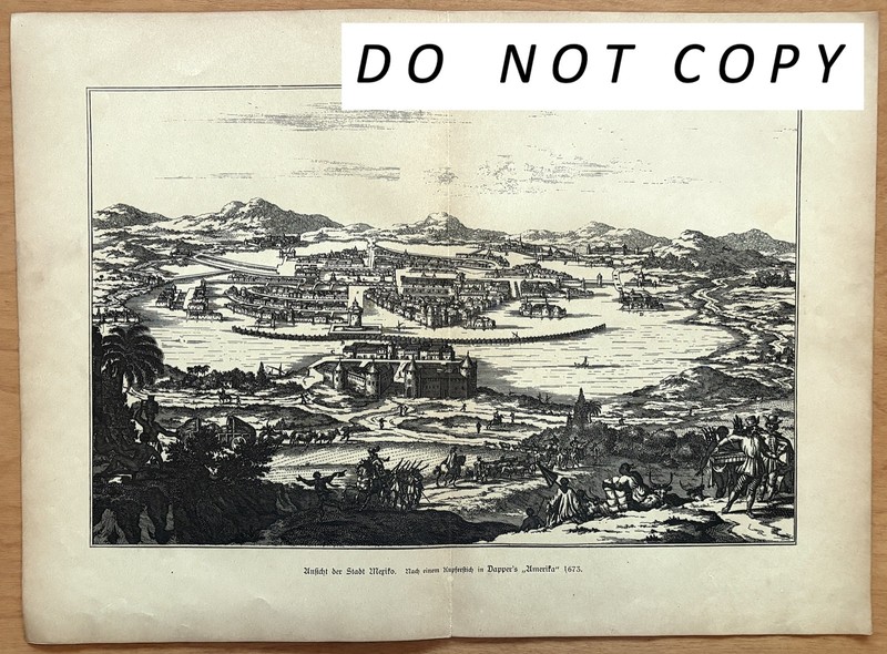 Vintage 1892 View of the City of Mexico, based on Dapper art, by Rudolf Cronau