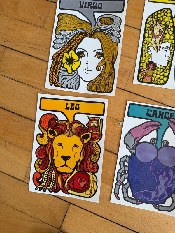 70S VINTAGE X12 ZODIAC SIGN PRINTS WESTERN ASTROLOGY IMAGES COMPLETE SET 8.5 X6" gallery