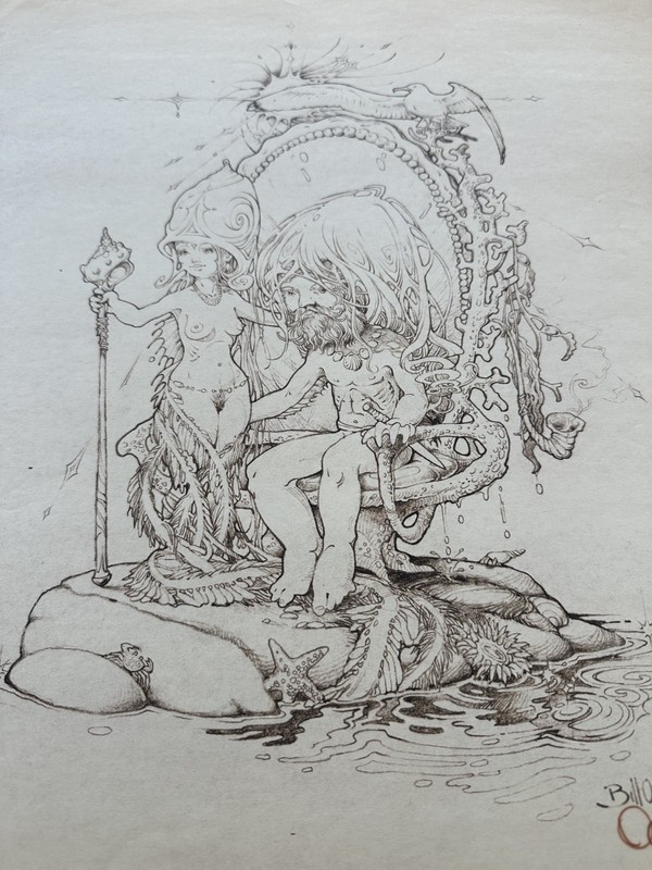 Bill Ogden Vintage 1975 Seashore King & Queen Art Print on Heavy Stock