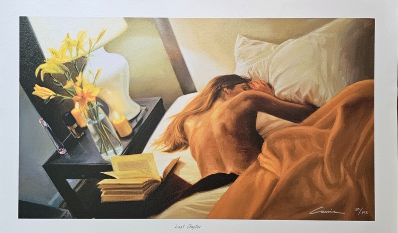 Carrie Graber Last Chapter HAND SIGNED art Canvas 150/195 woman in bed portrait gallery