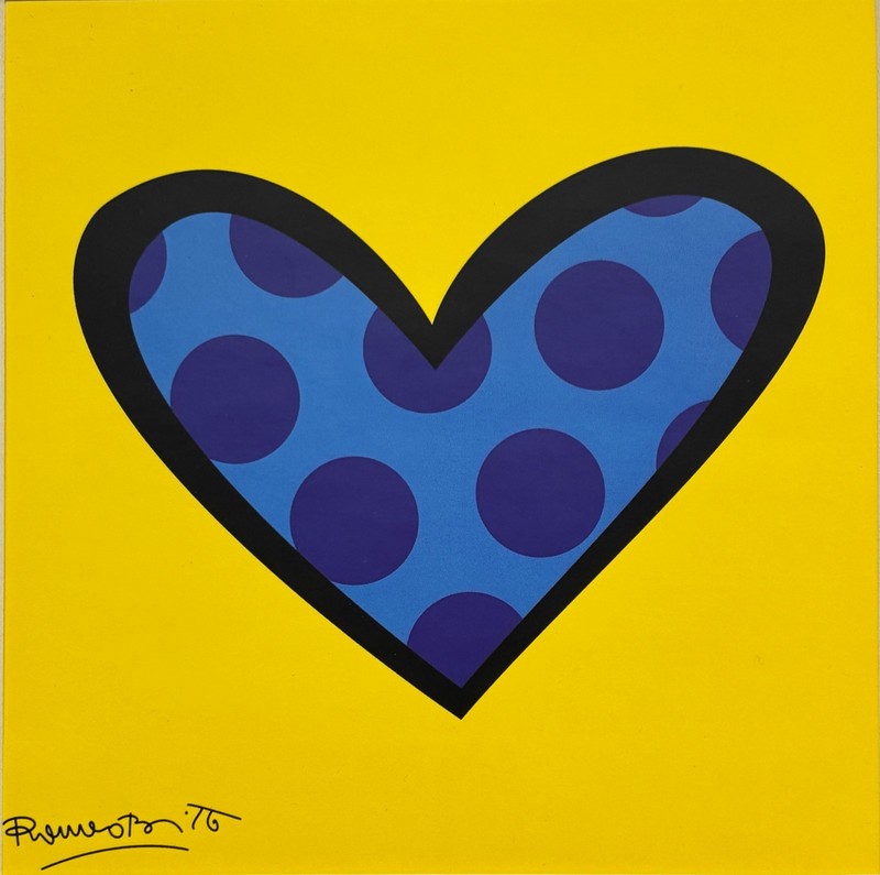 Romero Britto "Bee Bop Love" Custom FRAMED ART PRINT Polka Dot Heart NEW gallery