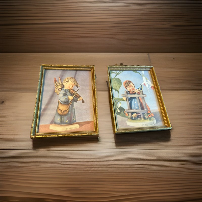 Antique M J Hummel Prints Dated 1951 Framed- Set Of 2