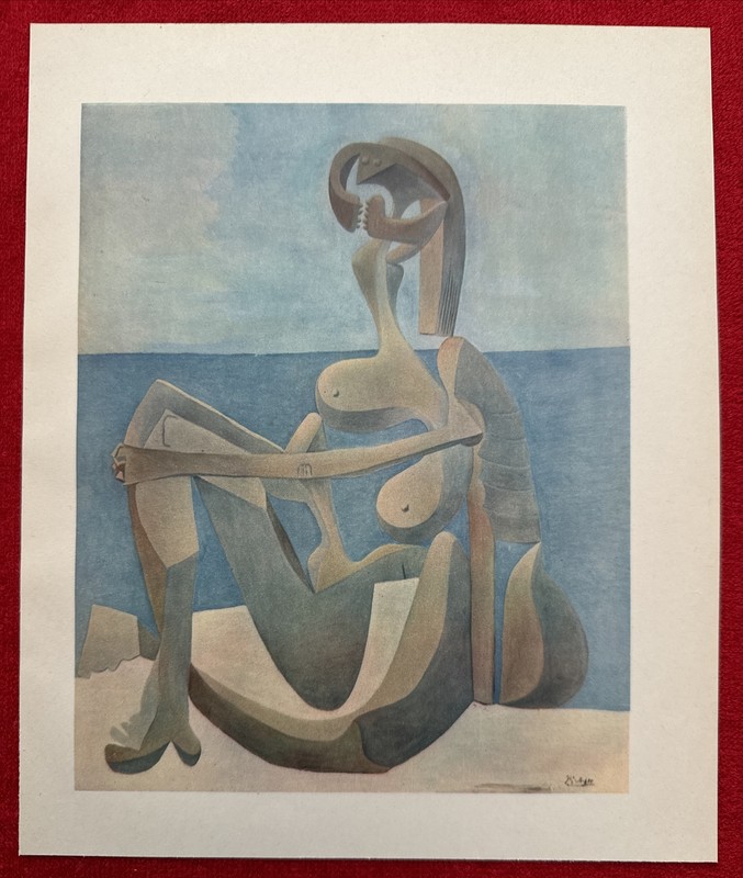 PABLO PICASSO,Girl on the sea shoreVintage,Offset Lithograph 1946 Plate-signed