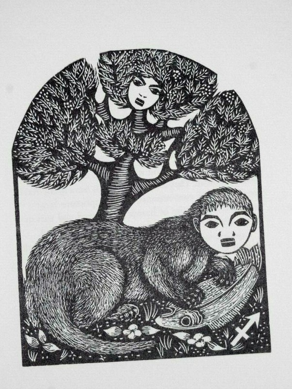 SAGITTARIUS, THE CENTAUR AS AN ESKIMO OTTER – ZODIAC LETTERPRESS PRINT