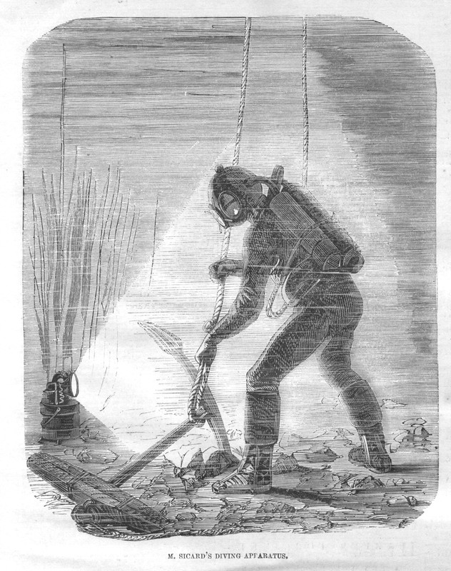 Sicard’s New Diving Apparatus – Everett’s Late Residence at Washington – 1853
