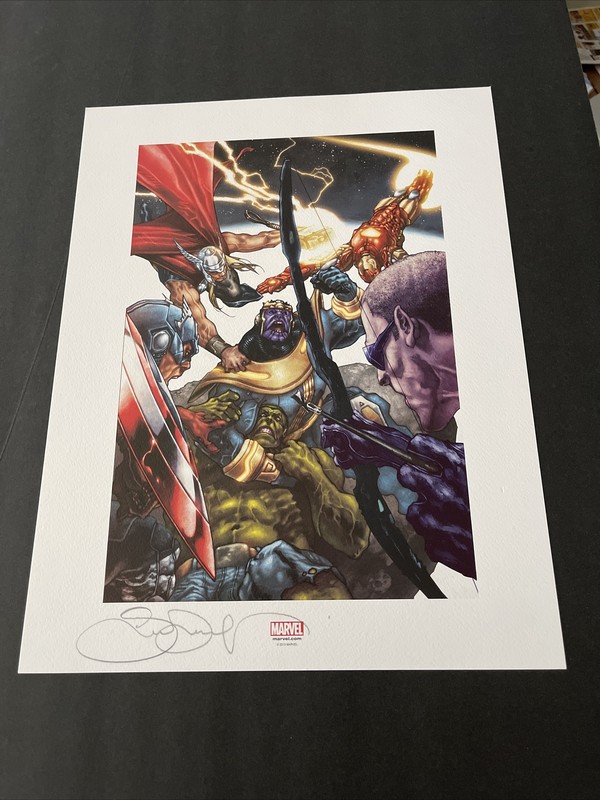 2016 SDCC SIMONE BIANCHI AVENGERS VS THANOS FINE ART PRINT SIGNED LE/400