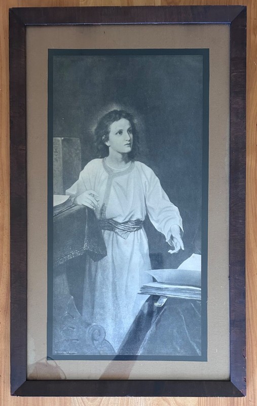 Heinrich Hofmann Jesus at Twelve Black White Johnson Gordon Co Frame Print
