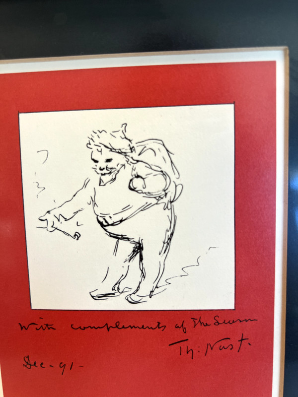 Thomas Nast Pen/Ink Original SANTA CLAUSE Hand-Drawn, Signed Dated Dec 1891 OOAK gallery
