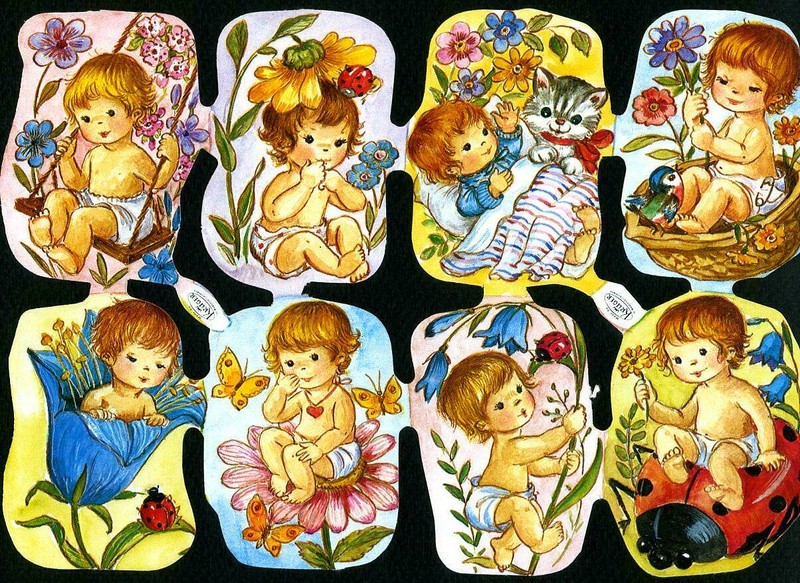 #Poetry Pictures #Krüger 171-280 Large / Sheet 8 Babies IN Flowers,Sooo Sweet