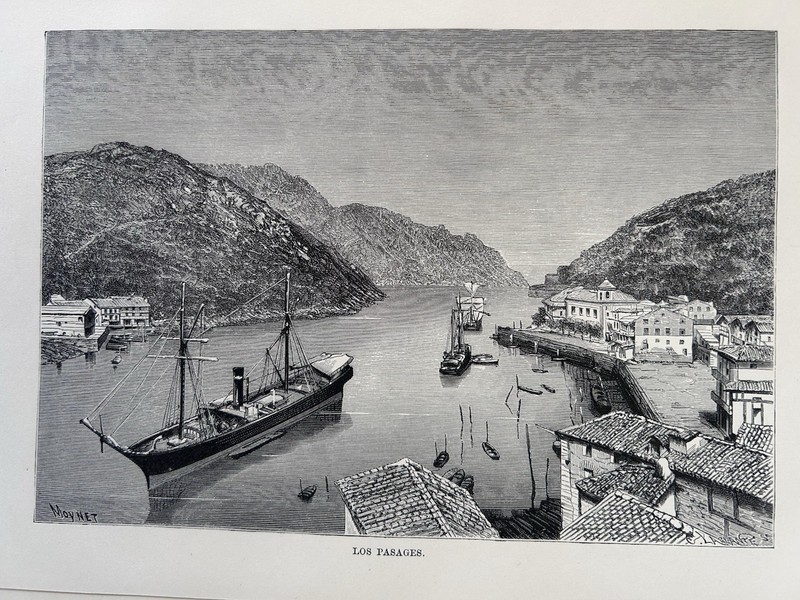 1876 View Of Pasaia, Basque Country, Spain Original Antique Print