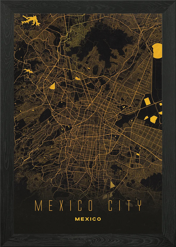Mexico City, Mexico Map Artwork – M Framed Wall Art Poster Canvas Print Picture