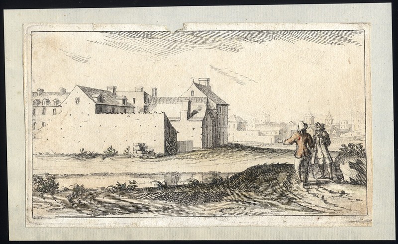 Antique Master Print-LANDSCAPE-FARMSTEAD-DIRT ROAD-Anonymous-18th cent.