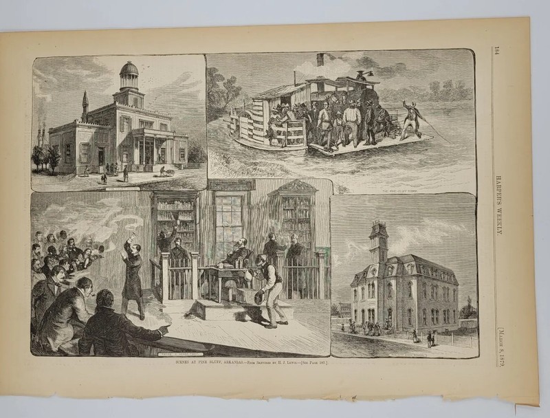 Pine Bluff Arkansas 1879 antique print five scenes of the city