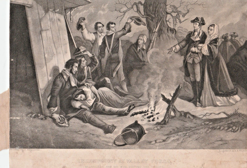 VALLEY FORGE George Martha Washington Visit Troops A B WALTER 1860 7X5″ Magazine