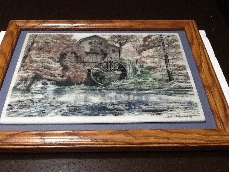 Don Northcutt Framed Colored White Marble Etching Tennessee Mill WO-DI gallery