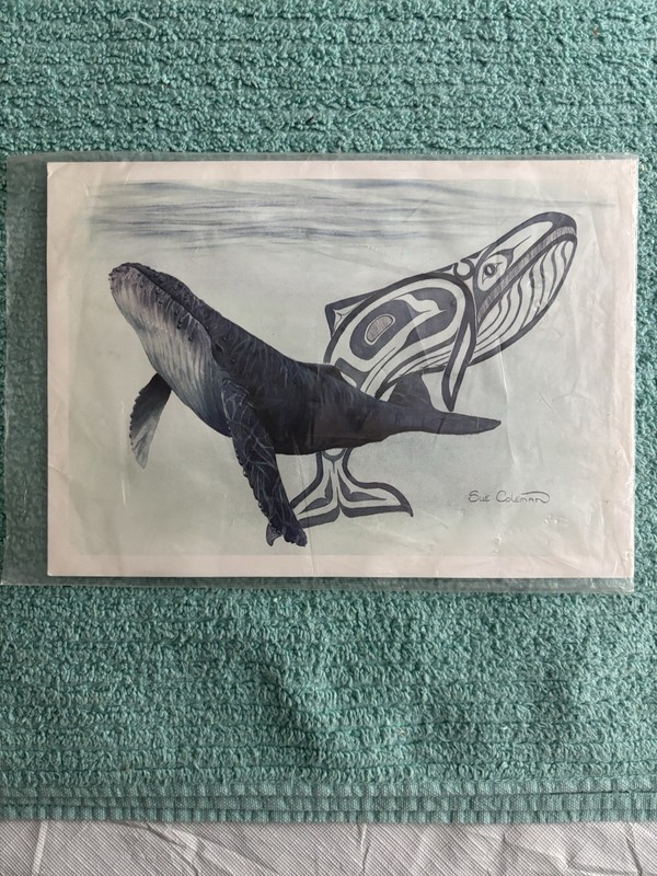 HUMPBACK WHALE ISLAND ART PRINT BY RENOWNED WATER COLORIST SUE COLEMAN 9 X 6