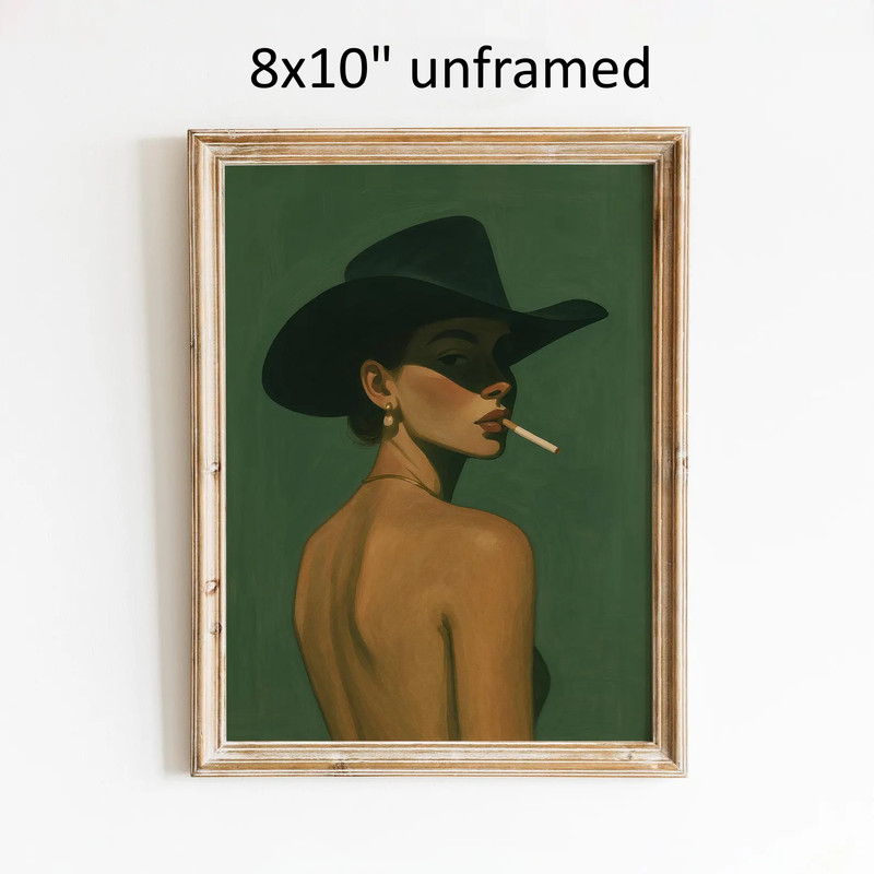 Cowgirl Shadow Poster – Bold Western Femme Unframed wall Art Print 8×10″