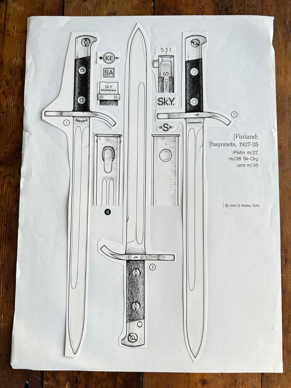 Original Illustrations Of Bayonets By Author/Small Weapons Expert John D Walter