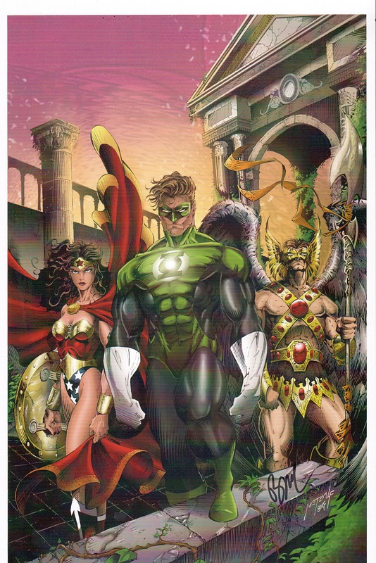 DC’s TRIPLE THREAT B PRINT HAND SIGNED Balke Wonder Woman Green Lantern Hawkman