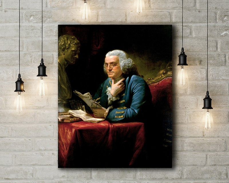 David Martin: Portrait of Benjamin Franklin. Fine Art Canvas
