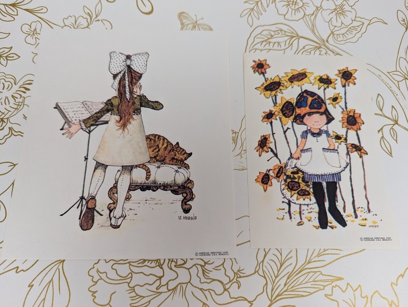 1969 Set Of 2 8X10 Holly Hobbie Art Prints American Greetings Cleveland OH USA