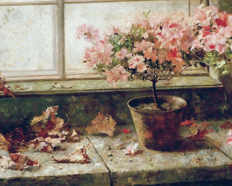 1800s Flowering Azaleas Painting Giclee Print on Fine Art Paper