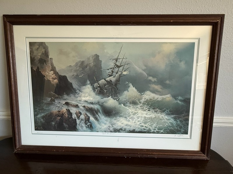 Eugene Garin Beyond The Quest Signed Numbered Lithograph Ship Storm Seascape