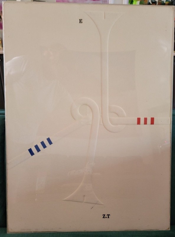 RARE (3/10) Original Omar Rayo Reyes Embossed Print, Titled: Puzzle No 1″ Framed