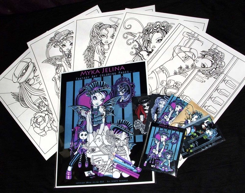Fairy Art Adult Coloring Fantasy Angel Roller Derby Myka Art Trading Card Set 2