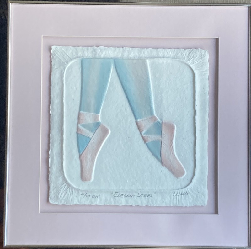 RARE Pair Wess Smith Signed Framed Pressed Paper Ballet Slippers Figi Graphics gallery
