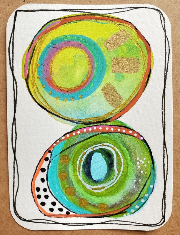 Original ACEO ATC Mixed Media Abstract Art Card#30 OOAK Signed 2.5″ x 3.5″