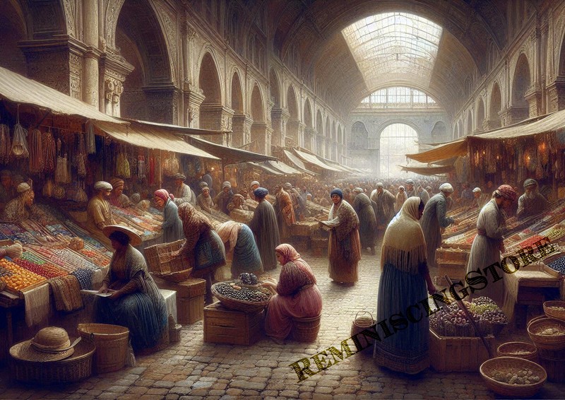 Old market street scene in the style of Jean-Léon Gérôme Art #2 Reprint gallery