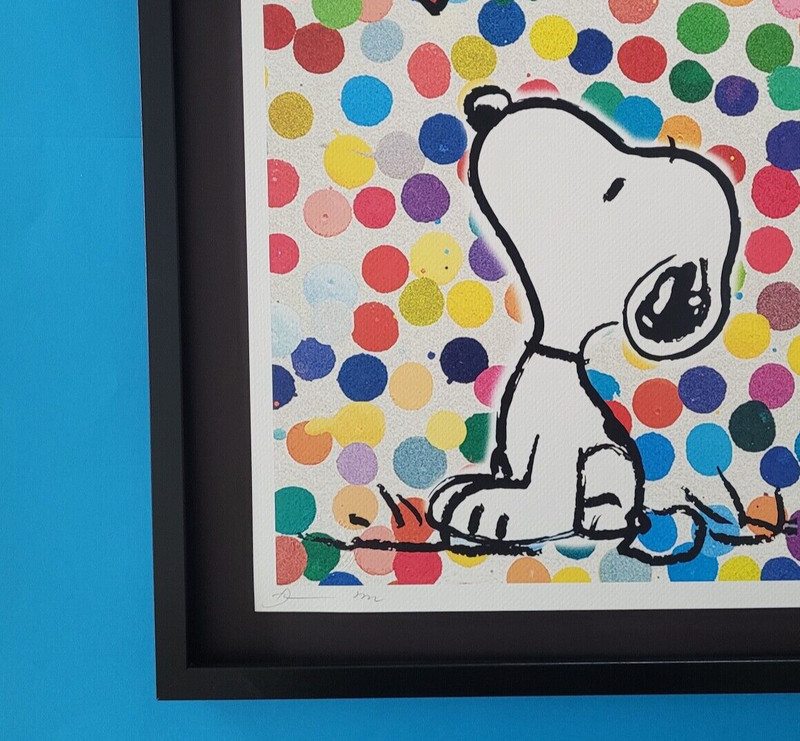 DEATH NYC Hand Signed Print Framed 16x20in COA SNOOPY HEART HIRST DOTS+ gallery