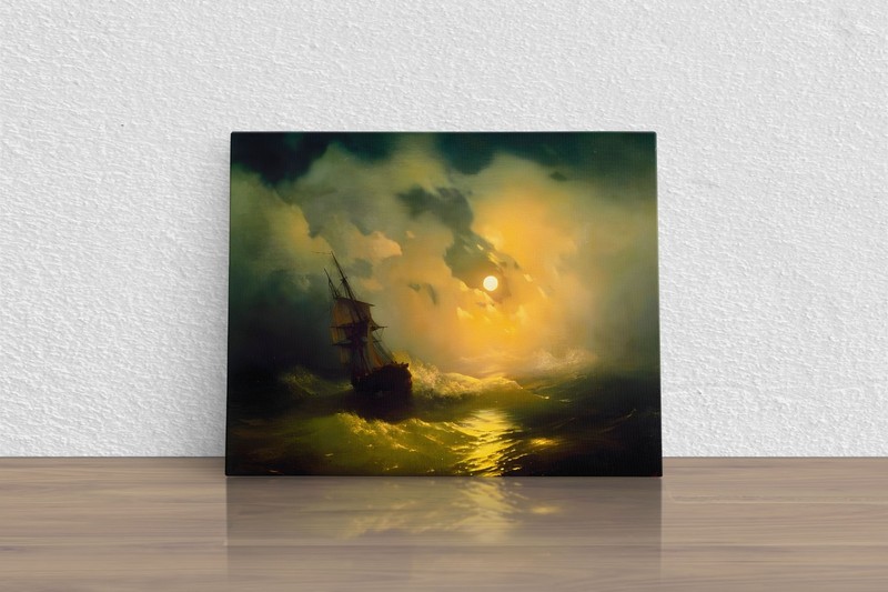 Ivan Aivazovsky»Storm on the sea at night» Canvas Print Wall Art Home Decor