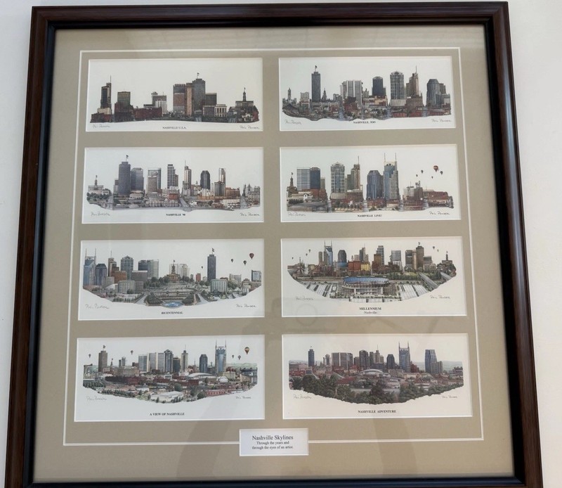 Phil Ponder Nashville Skylines Framed Art Print Multi-Opening Matte Signed