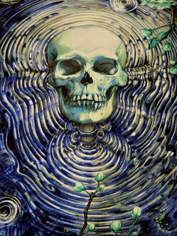 AJ Masthay Moonlight Ripple Foil Dark Art Print Poster AP Bertha Skull Death gallery