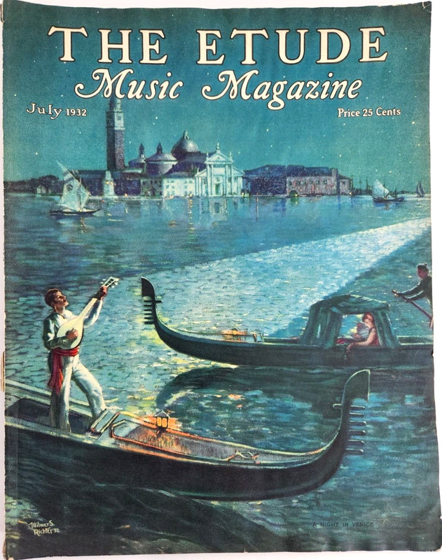 Venice Gondola The Etude Music Magazine Wilmer Richter Vintage 1932 Cover Only gallery