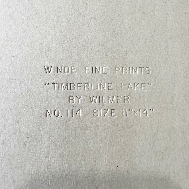 Winde Art Timberline Lake Lithograph 11 X 14 NY Mountain Lake Landscape Wilmer gallery