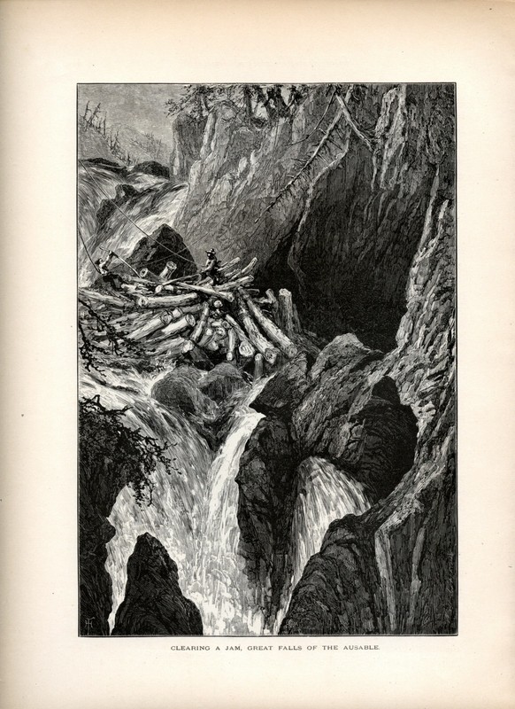 Ausable Chasm Great Falls, Adirondack, Historic America, 1872 Antique Engraving gallery