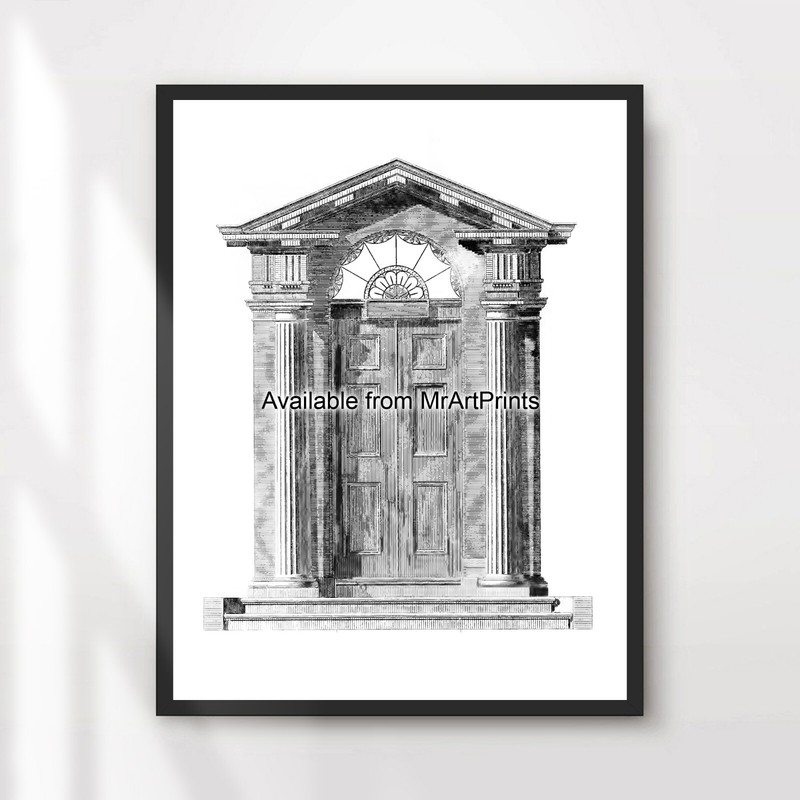 Hall Hallway Door Entry Porch Black White Decor Art Print Poster Wall Picture XL