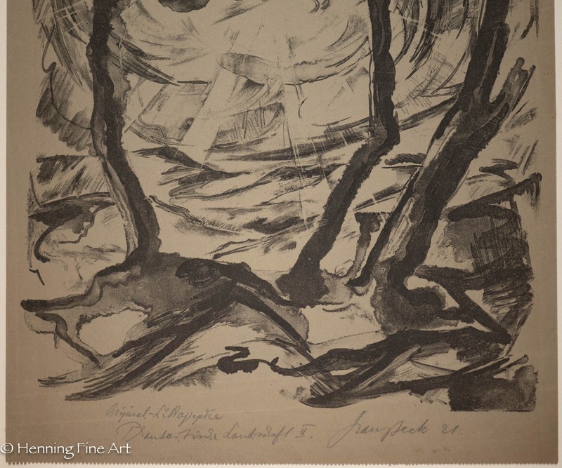 Beautiful Franz Beck Antique German Litho From Nightmarish Portfolio 8/11 FINE gallery