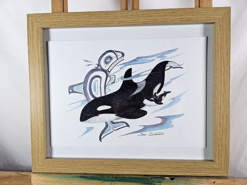 SUE COLEMAN “FAMILY TIDES” ORCA WHALES PACIFIC NORTHWEST ART FRAMED PRINT CANADA