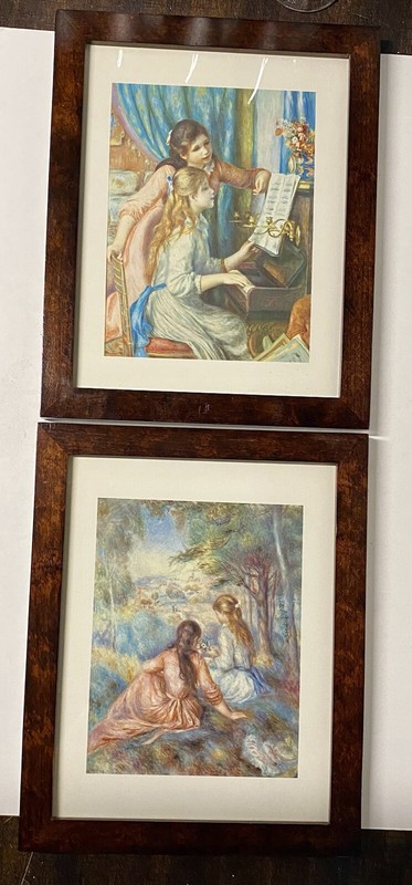Set Of 2 Vtg Two Girls In A Meadow, Young Girl At The Piano P. A. Renoir Prints