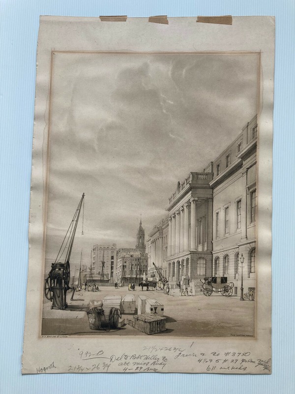 Thomas Shotter Boys (1803-1874) THE CUSTOMS HOUSE London Colored Lithograph