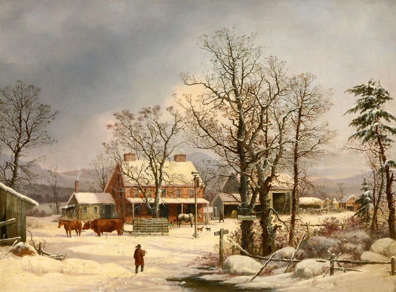 Wall art Winter landscape Giclee Art Oil painting HD printed on canvas L3154