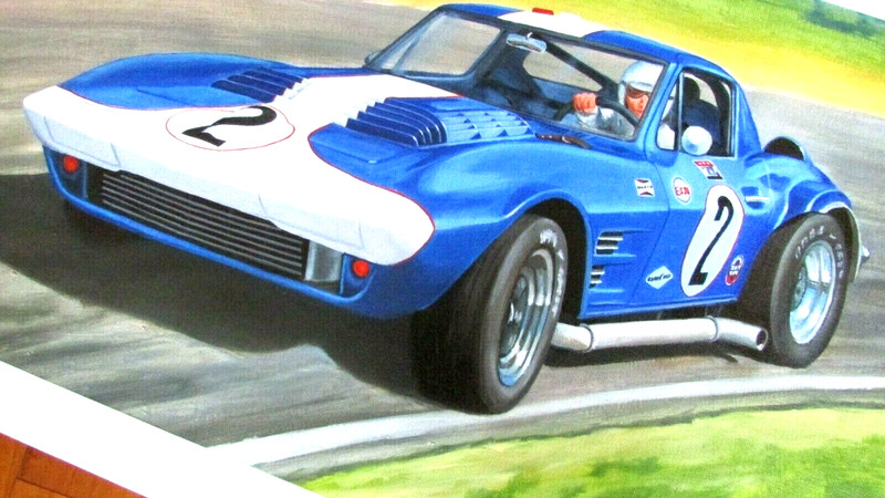 1964 Chevy Corvette Grand Sport race car Foyt/Cannon Sebring print canvas 11×21″