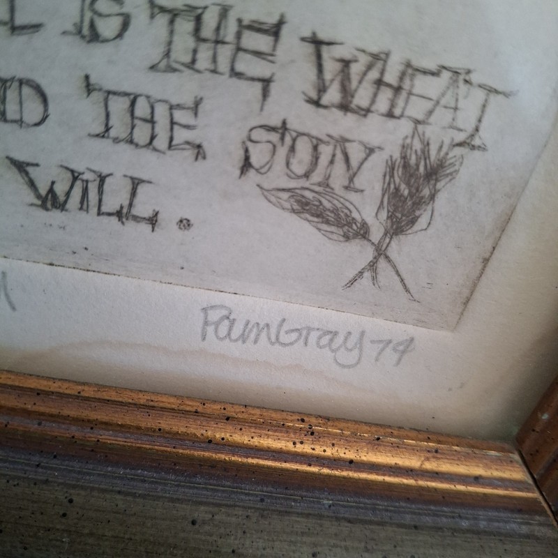 Artist Signed Numberd Frame Grist Long Mill Folk Art Print Pam Gray Wheat Poem gallery